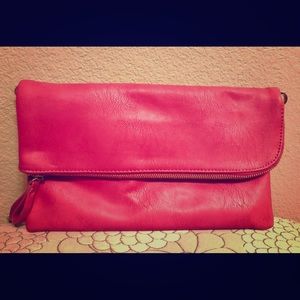 Hot pink single flap crossbody